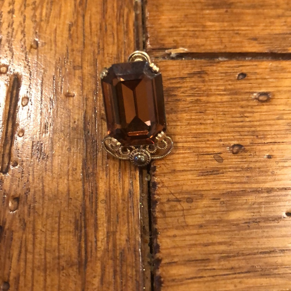Vintage Amber Rectangular Earrings - image 6